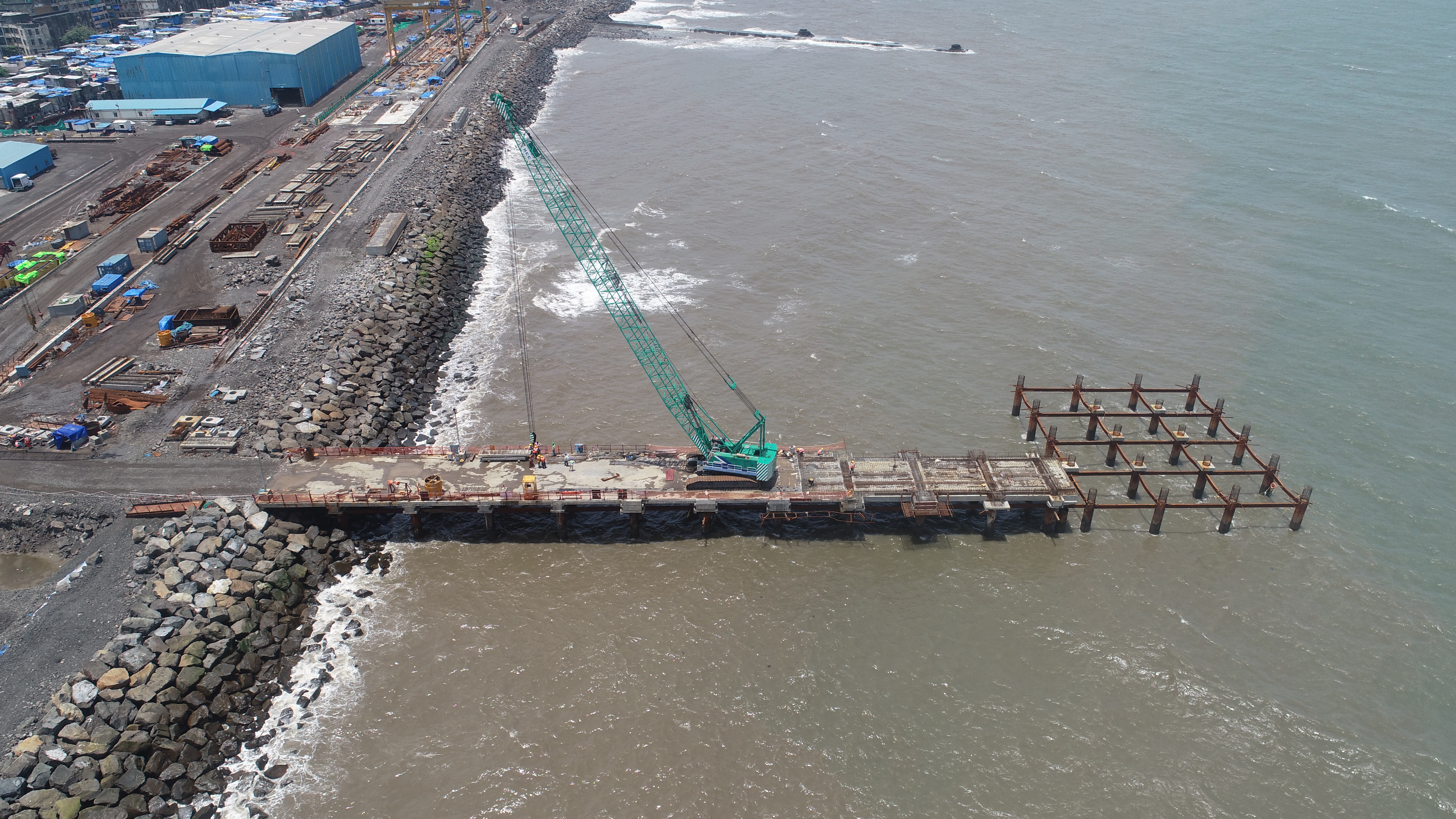 Temporary Jetty Construction work in progress opposite Worli Dairy